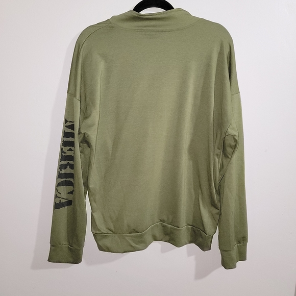 SOLD!American Flag "MERICA" EUC Long Sleeve Zip-Up Pullover Sweater T-Shirt - XL - Picture 5 of 7